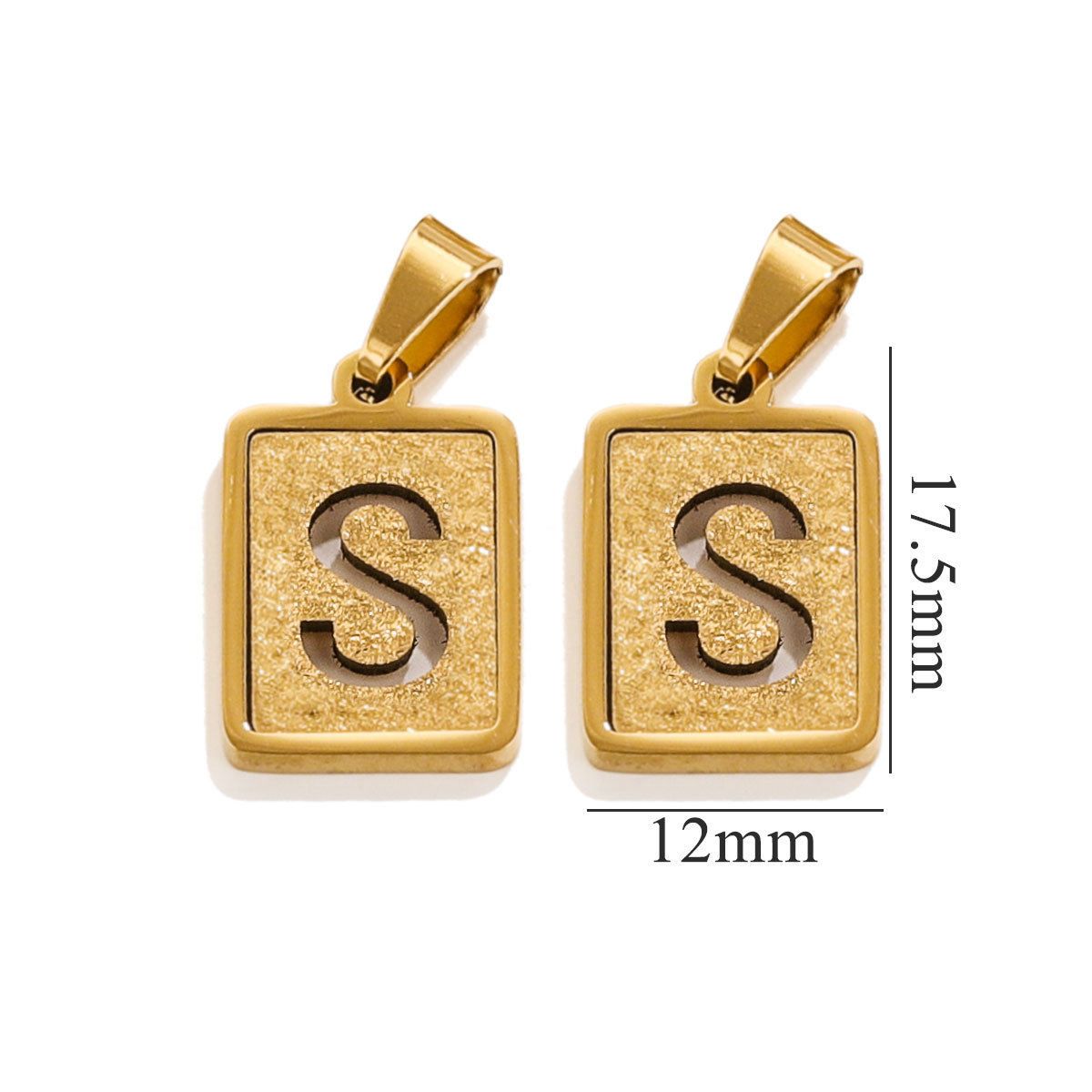 Gold color / 1 Piece Simple Fashionable Style Square Letter S Shape Titanium Steel  Gold Color Unisex Pendant Picture19